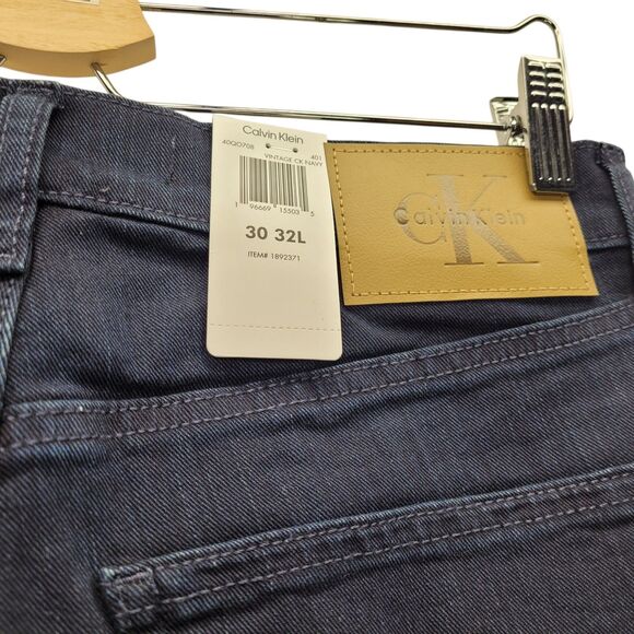 Calvin Klein Men's Jeans Dark Wash Straight Fit Vintage CK Navy W30 x L32 NWT - Picture 4 of 10